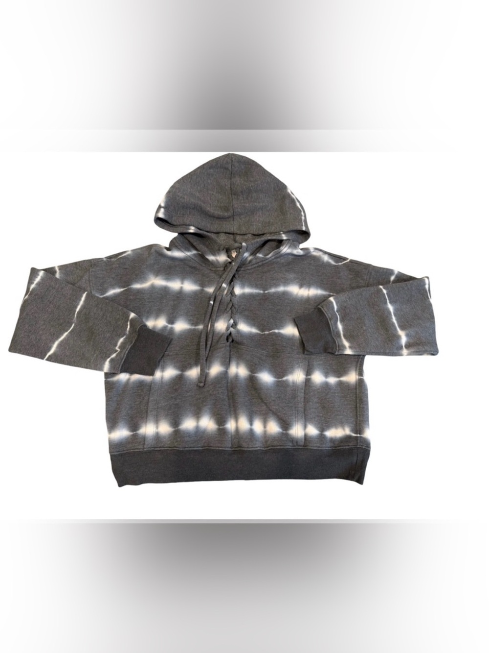 FP Movement Lace Up Tie Dye Hoodie Sweatshirt Gray Size M